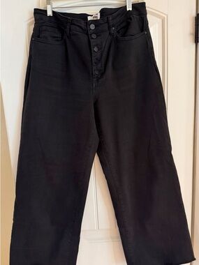 Mica Los Angeles Black Button-Fly Wide Leg Jeans